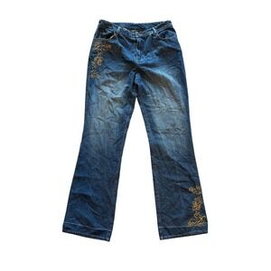 Metrostyle Women's Jeans Blue Embroidered Bootcut Denim Size 12T
